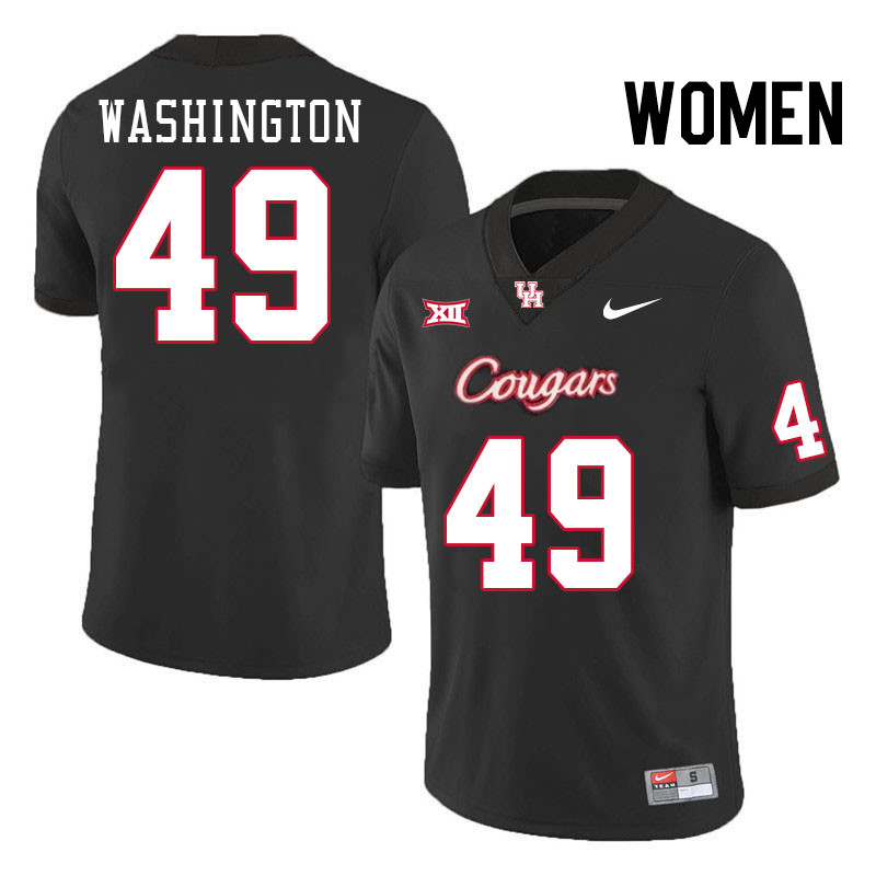 Women #49 Darius Washington Houston Cougars College Football Jerseys Stitched-Black